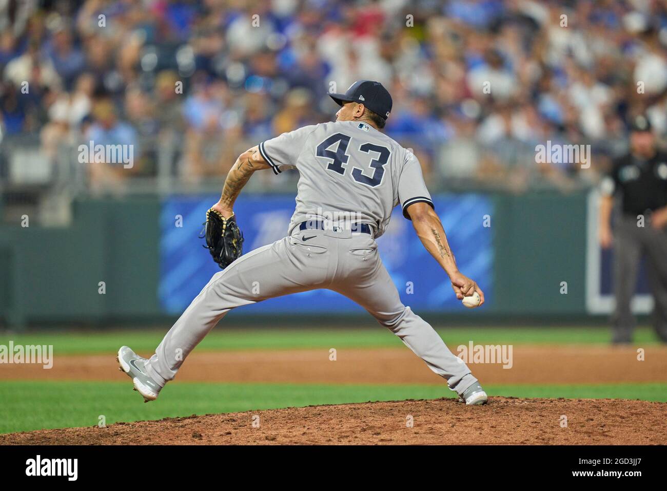 August 9 2021 New York pitcher Johnathan Loaisiga (43) throws a pitch