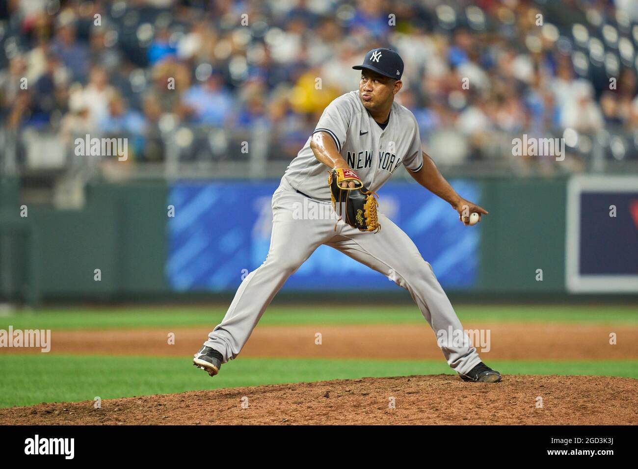 August 9 2021 New York pitcher Wandy Peralta (58) throws a pitch