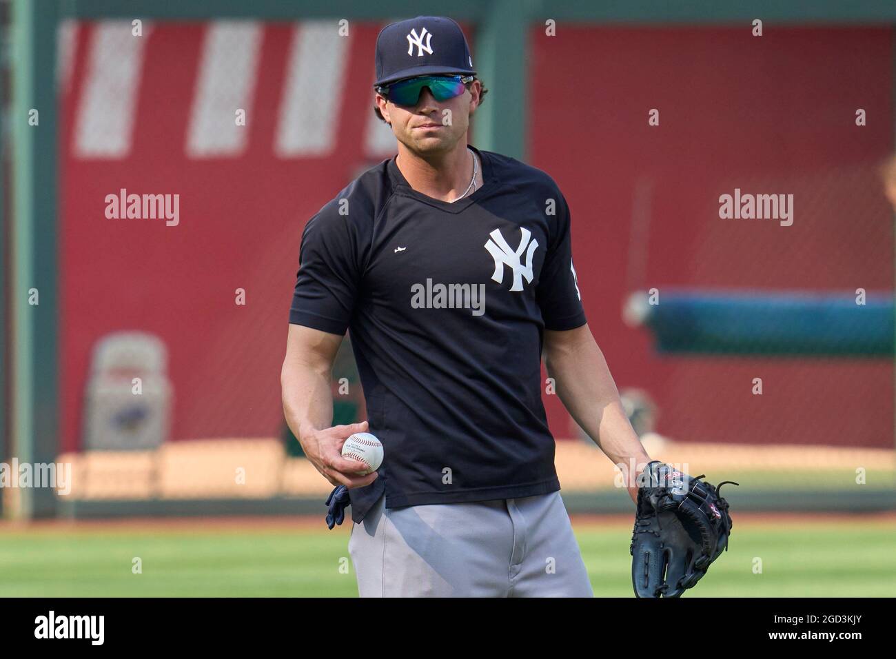 August 9 2021 New York Utility infielder Tyler Wade (14) during batting practice before the