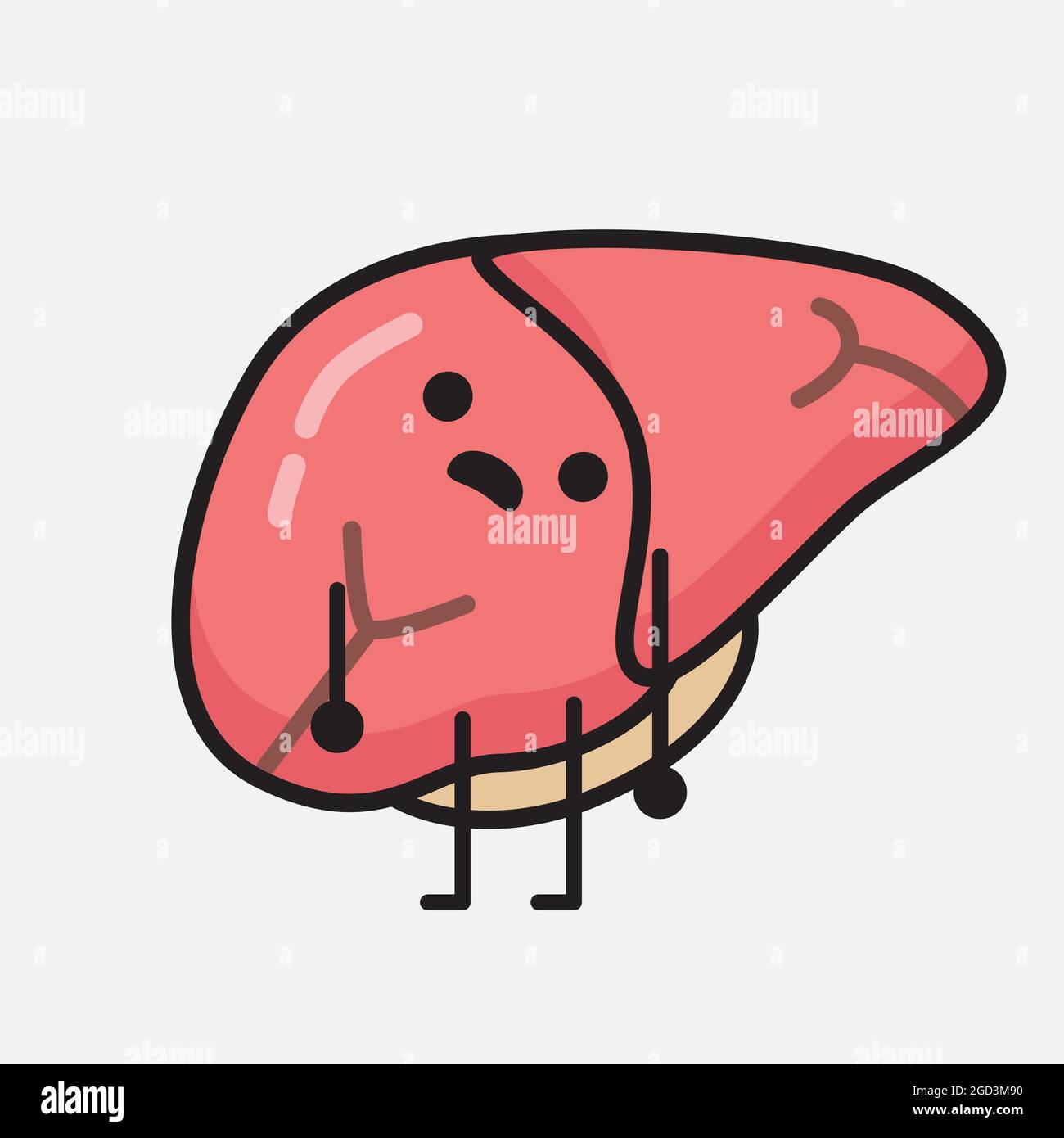 Vector Illustration Of Liver Character With Cute Face And Simple Body Line Drawing On Isolated Background Stock Vector Image Art Alamy
