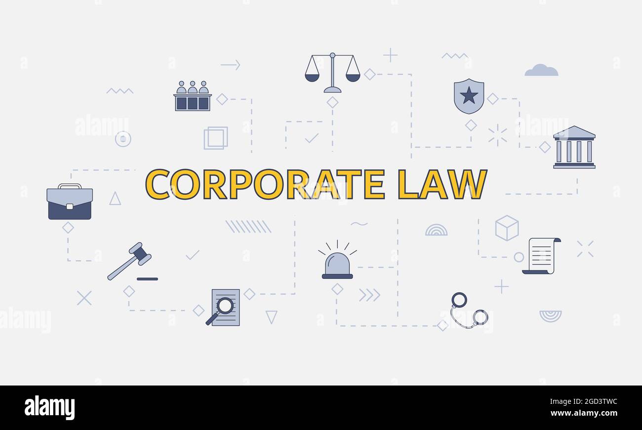 corporate law concept with icon set with big word or text on center ...