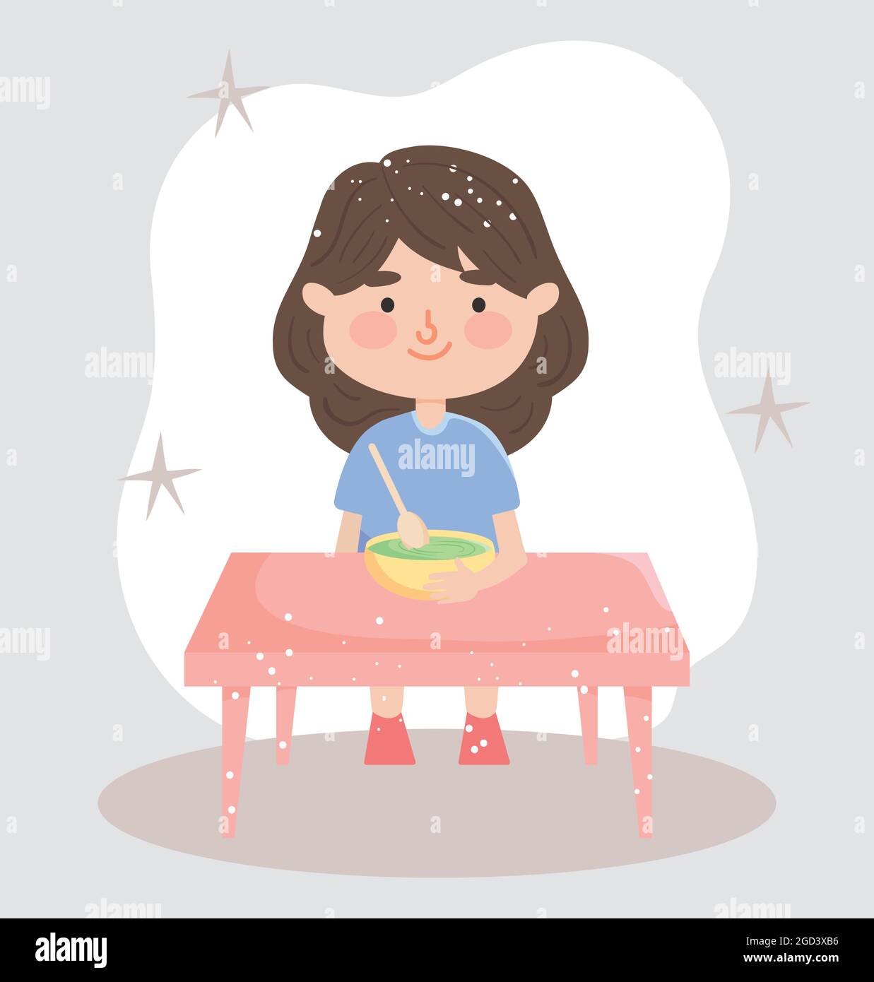 girl sitting at the table eating Stock Vector Image & Art - Alamy