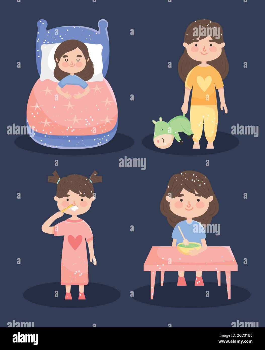 girls bed routine icon set Stock Vector Image & Art - Alamy