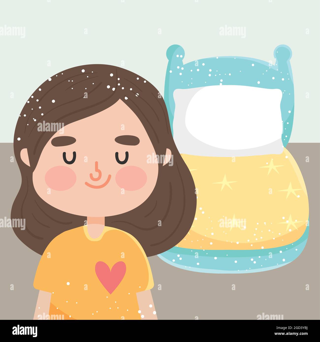 sleeping girl and bed illustration Stock Vector Image & Art - Alamy