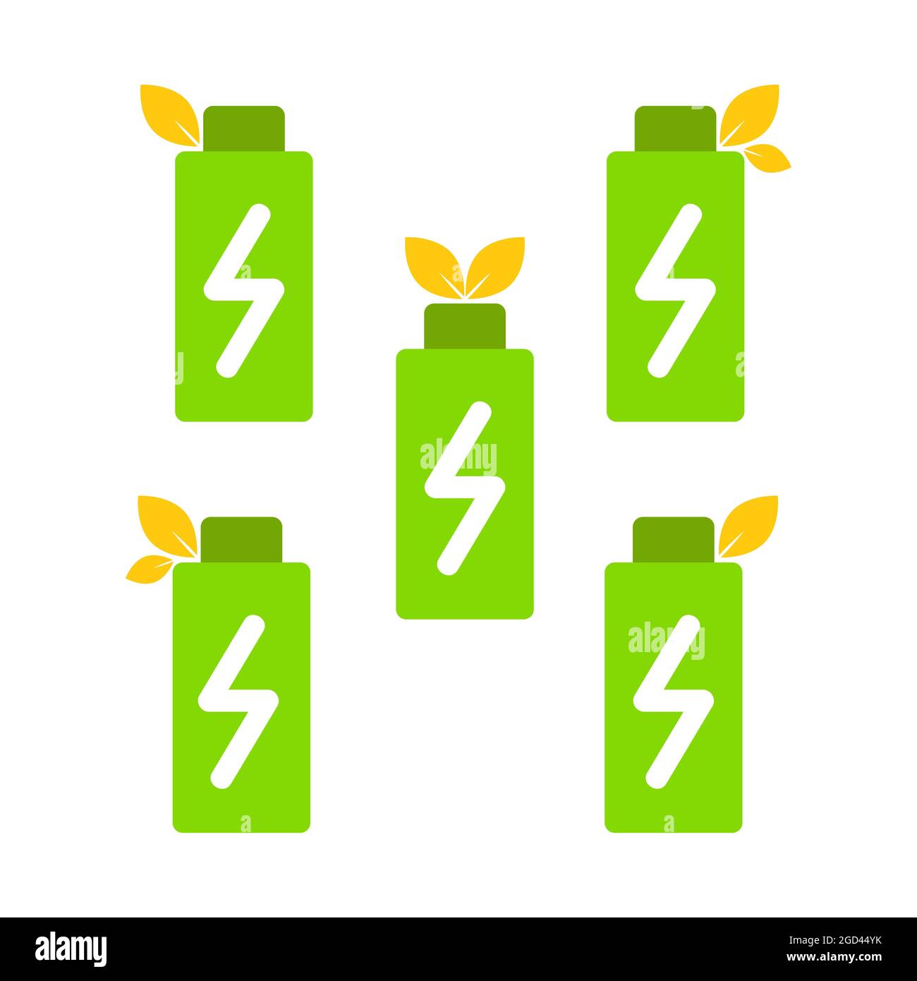 set off battery and leaf as symbol of renewable energy. eco friendly energy icon concept Stock Photo
