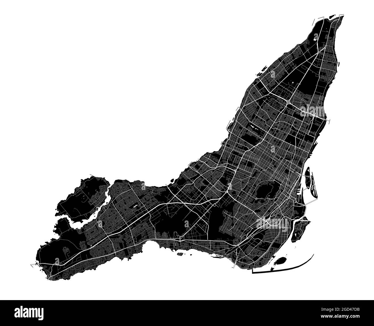 Montreal map. Detailed vector map of Montreal city administrative area. Cityscape poster