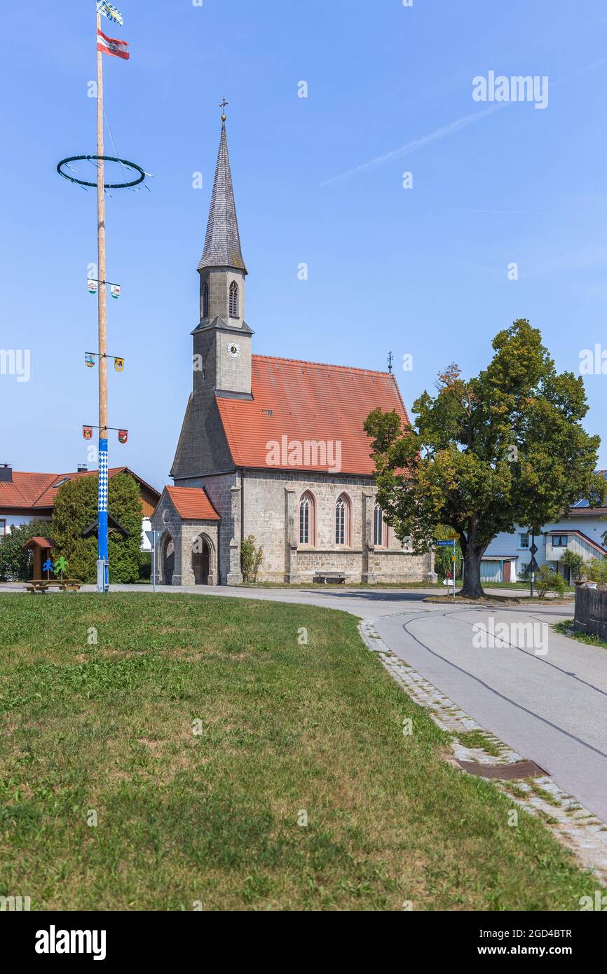 geography / travel, Germany, Bavaria, Haiming, district Neuhofen, chapel of ease St. St. Nicholas, ADDITIONAL-RIGHTS-CLEARANCE-INFO-NOT-AVAILABLE Stock Photo