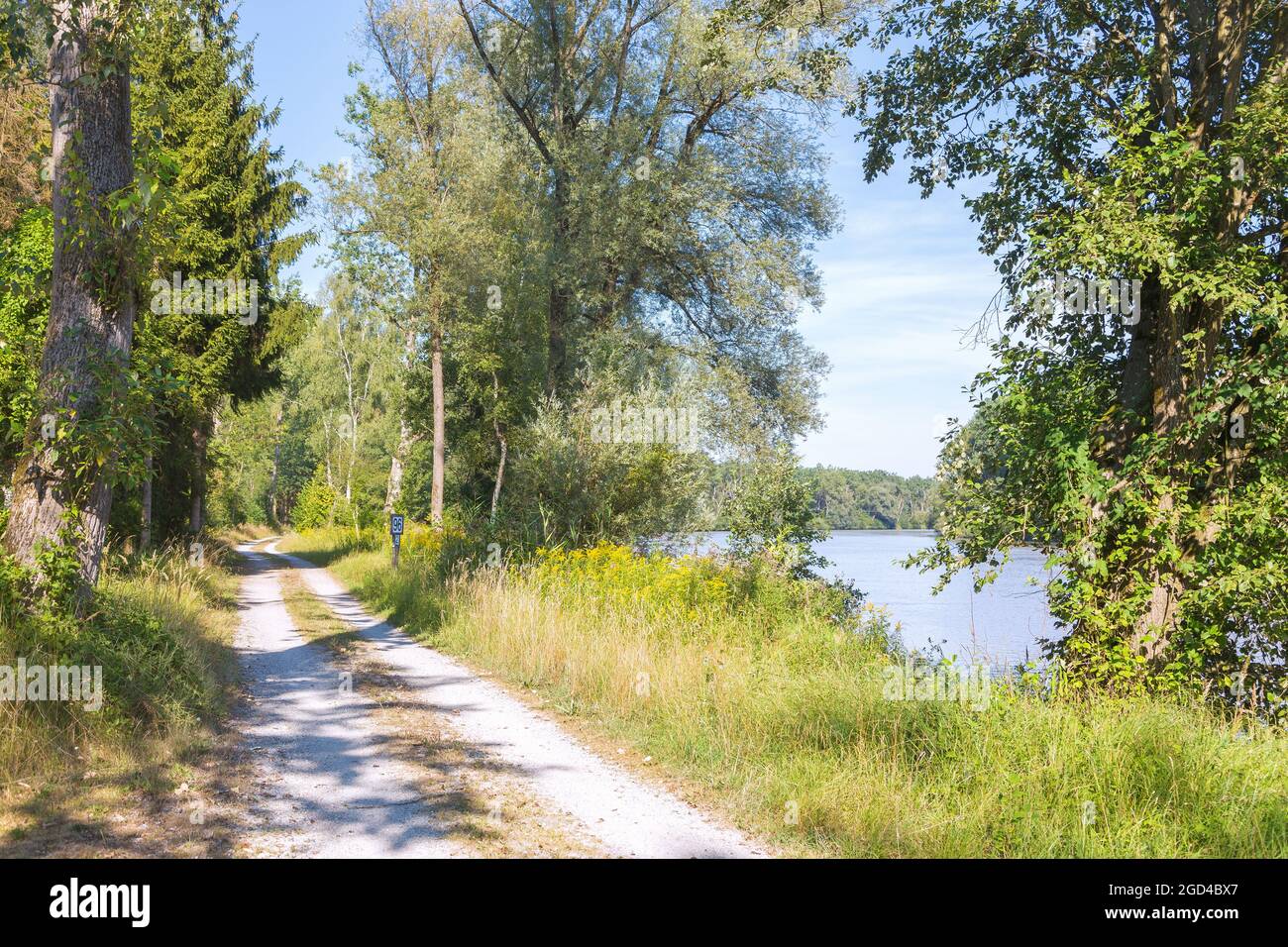 geography / travel, Germany, Bavaria, Inn Cycle Route between Muehldorf and Marktl, ADDITIONAL-RIGHTS-CLEARANCE-INFO-NOT-AVAILABLE Stock Photo