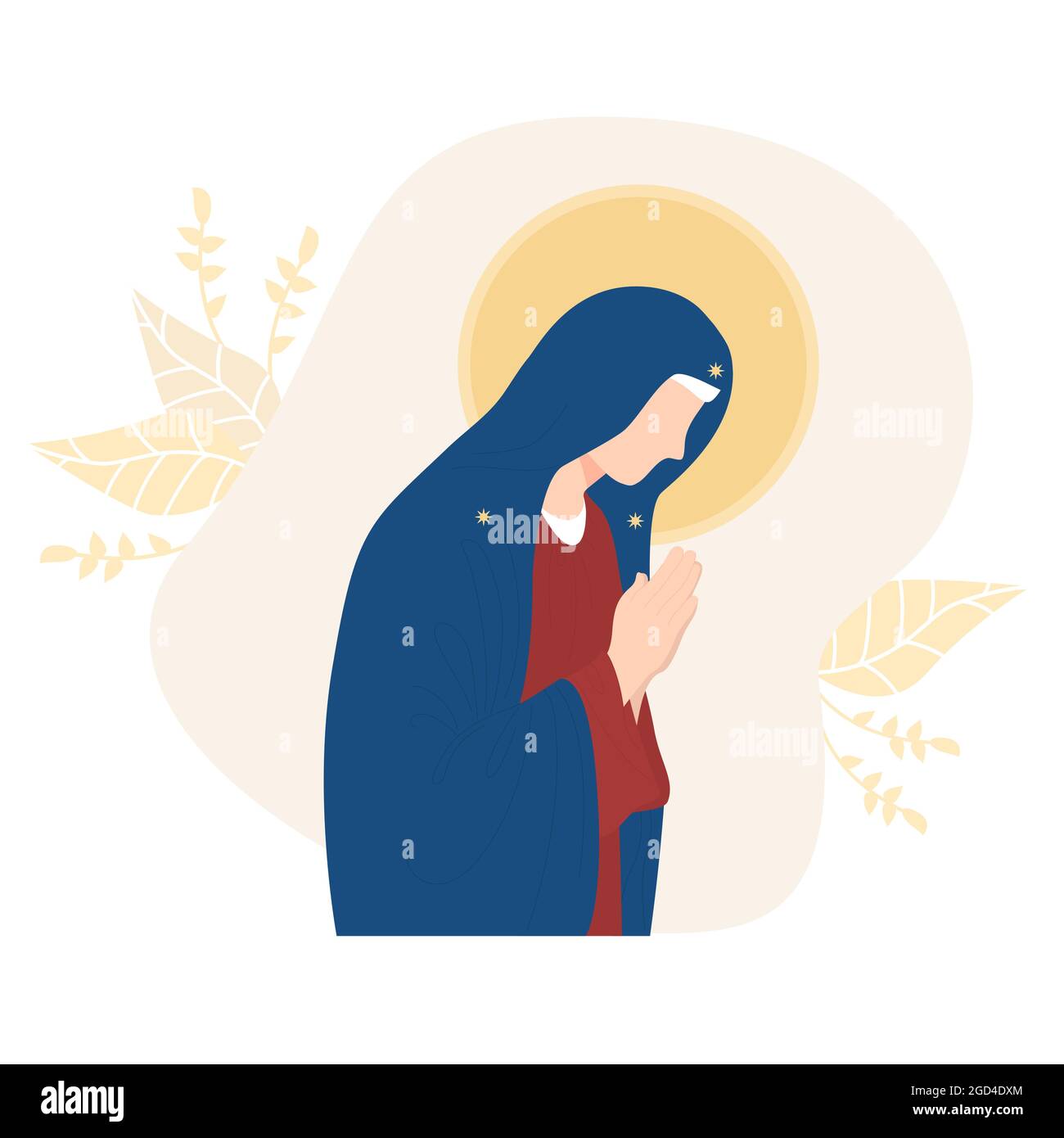 Most Holy Theotokos On a decorative background. Virgin Mary, Mother of God  prays meekly. Vector illustration for Christian and Catholic communities, d  Stock Vector Image & Art - Alamy