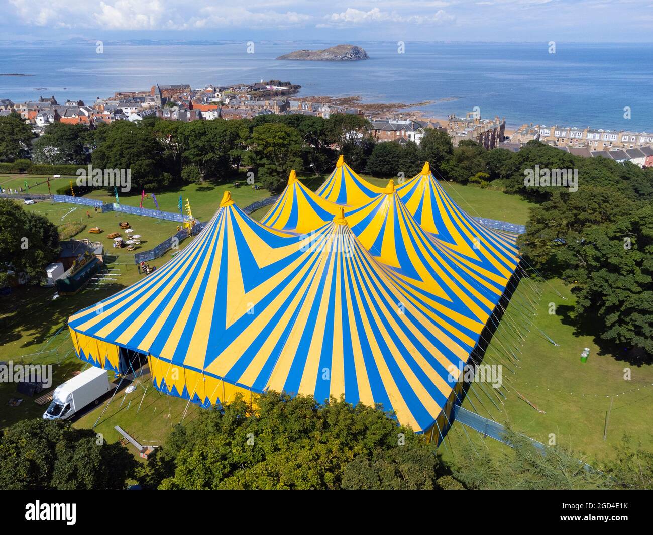 View of the Belhaven Big Top a venue of the Fringe by the Sea festival