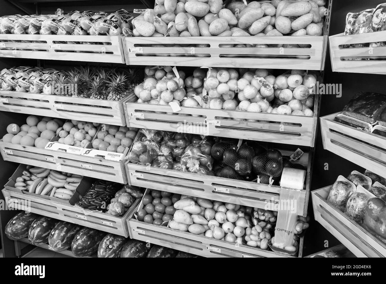 JOHANNESBURG, SOUTH AFRICA Jan 06, 2021 A grayscale of fully stocked