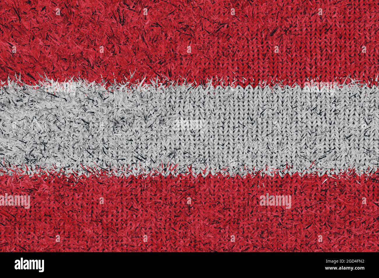 3d rendering of knitted woolly Austrian flag in front view Stock Photo