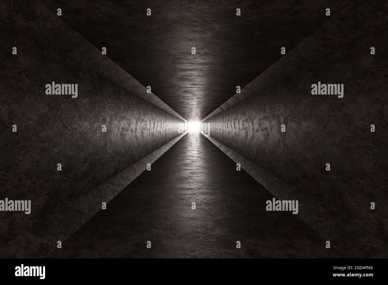3d rendering of abstract tunnel with light at the end of tunnel Stock ...