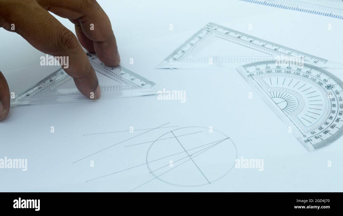Design Professional using drawing tools close up Stock Photo