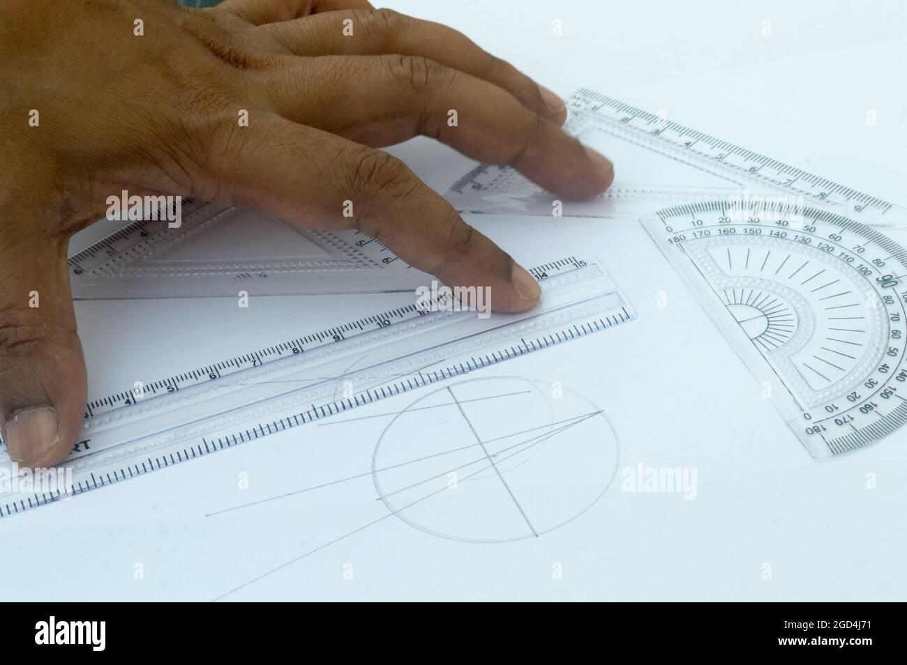 Design Professional using drawing tools close up Stock Photo