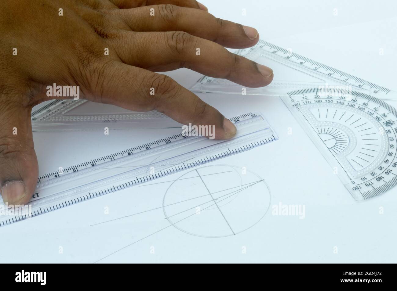 Design Professional using drawing tools close up Stock Photo