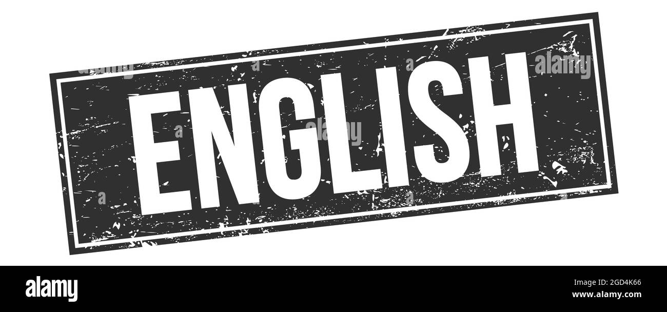ENGLISH text on black grungy rectangle stamp sign Stock Photo - Alamy