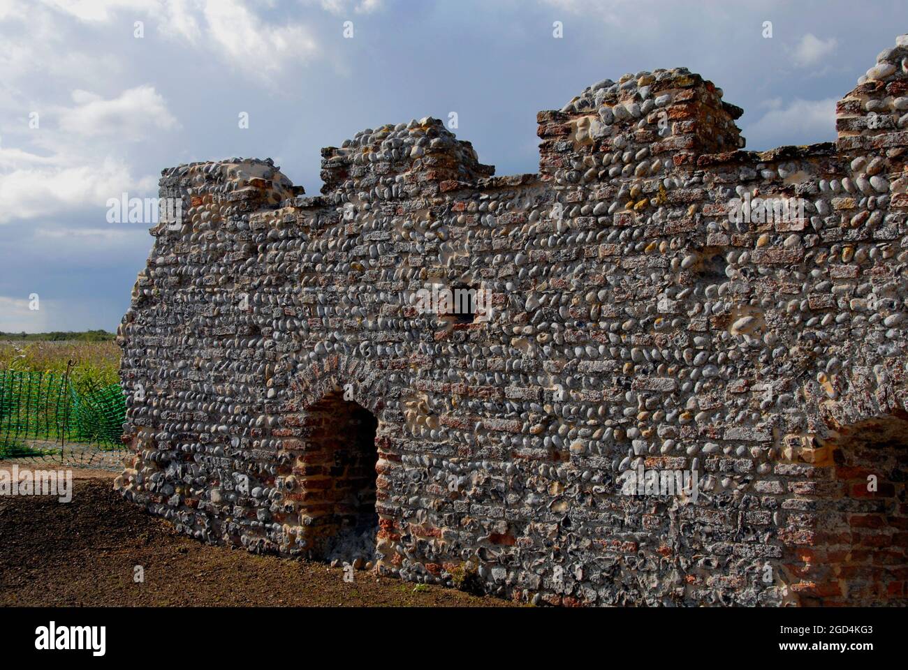 Part of the remains of the wall of St Benet's Abbey, Norfolk, England Stock Photo
