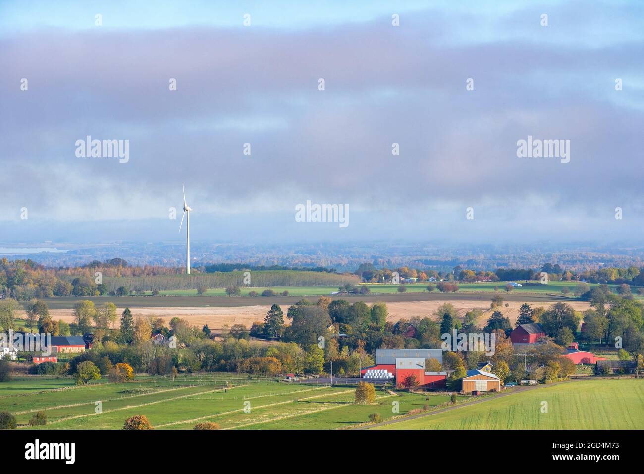 Rural landscape view with a wind turbine Stock Photo - Alamy