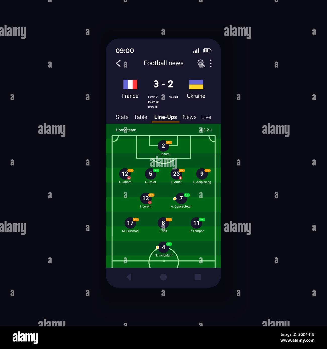 Live match football scores smartphone interface vector template Stock  Vector Image & Art - Alamy