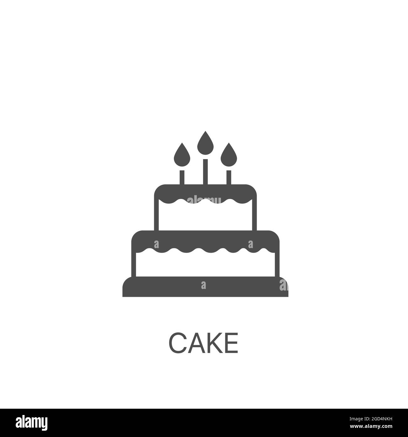 Cake vector icon. Cake for birthday celebration with three candles Stock Vector