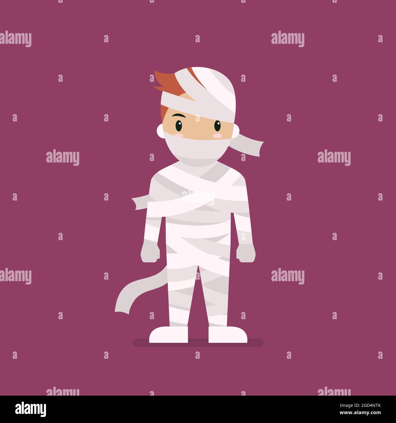 Boy dressed in mummy costume. Halloween holiday party. Vector illustration Stock Vector