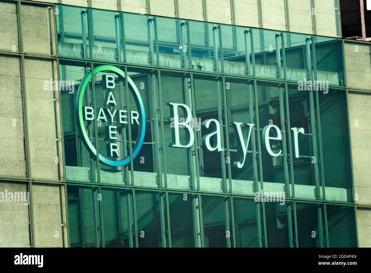 BASEL, SWITZERLAND - MARCH 15, 2020: Bayer AG is a German multinational pharmaceutical and life sciences company and one of the largest pharmaceutical Stock Photo