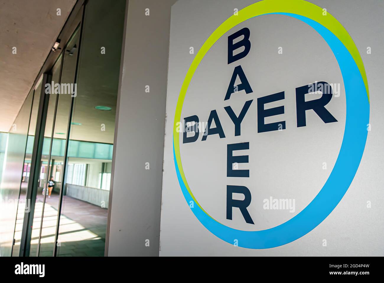 BASEL, SWITZERLAND - MARCH 15, 2020: Bayer AG is a German multinational pharmaceutical and life sciences company and one of the largest pharmaceutical Stock Photo