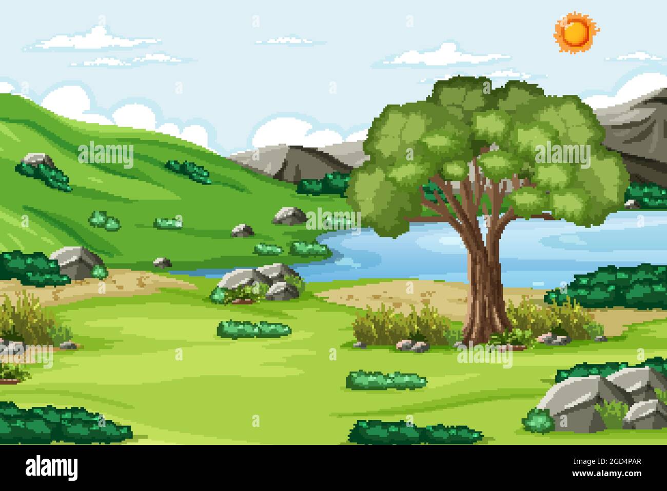 Outdoor scene with nature forest illustration Stock Vector Image & Art ...