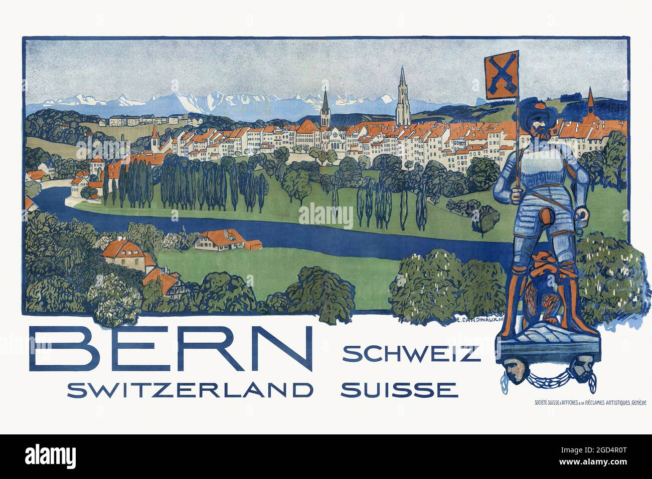 Bern. Schweiz - Switzerland - Suisse by Emil Cardinaux (1877-1936). Restored vintage poster published in 1906 in Switzerland. Stock Photo