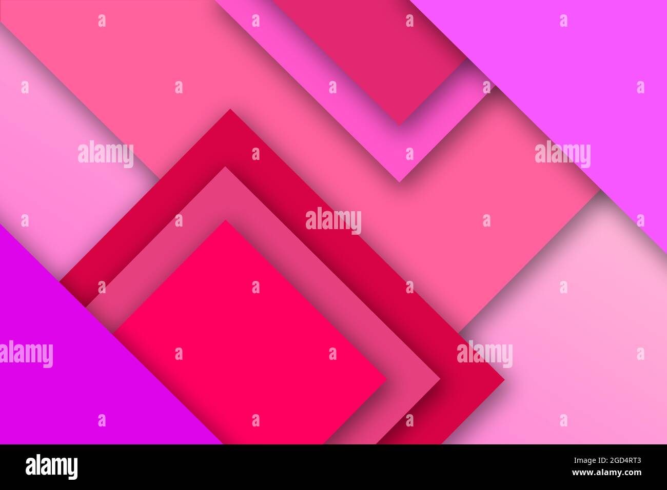 Different forms and colors of squares in a decorative with a soft pink ...