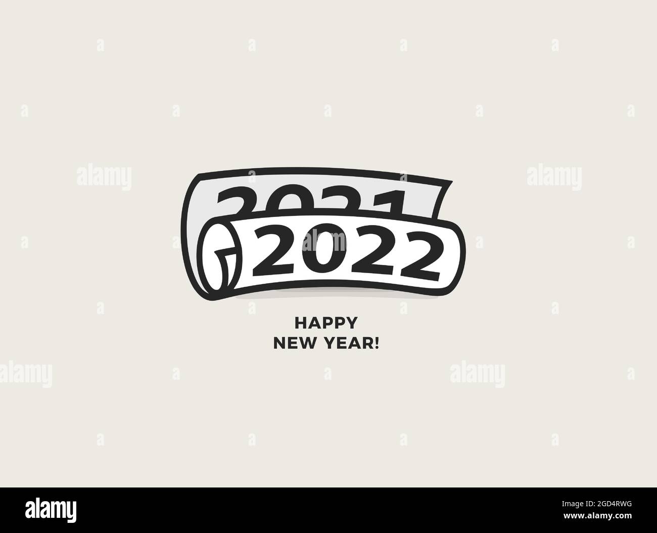 Happy new year, 2020 to 2021 nmbers, roll newspaper icon. Brochure, greeting card or calendar creative cover design. Vector illustration Stock Vector