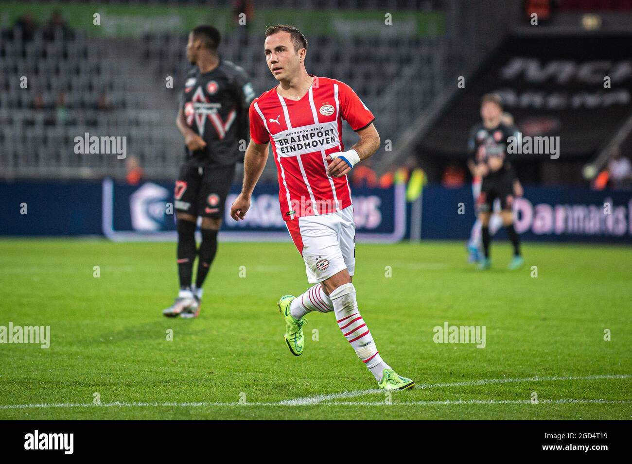 Herning, Denmark. 10th Aug, 2021. Mario Götze (27) of PSV Eindhoven seen during the UEFA Champions League qualification match between FC Midtjylland and PSV Eindhoven at MCH Arena in Herning. (Photo Credit: Gonzales Photo/Alamy Live News Stock Photo