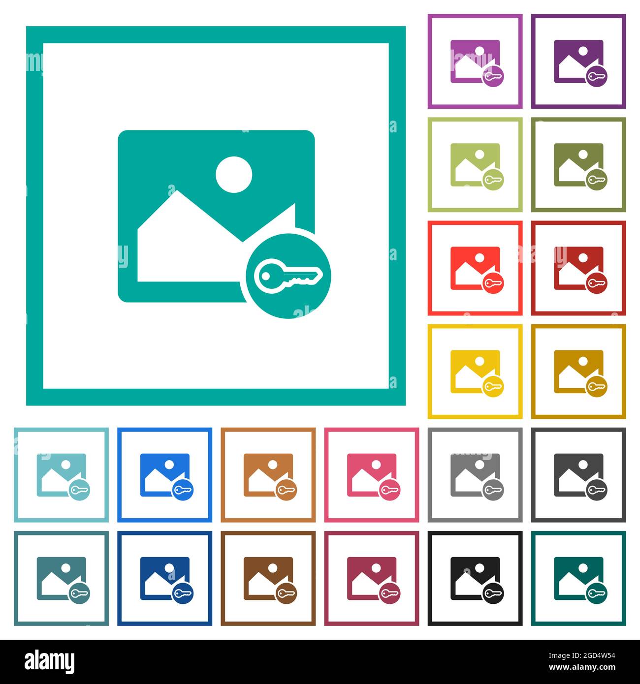 Secure image alternate flat color icons with quadrant frames on white ...