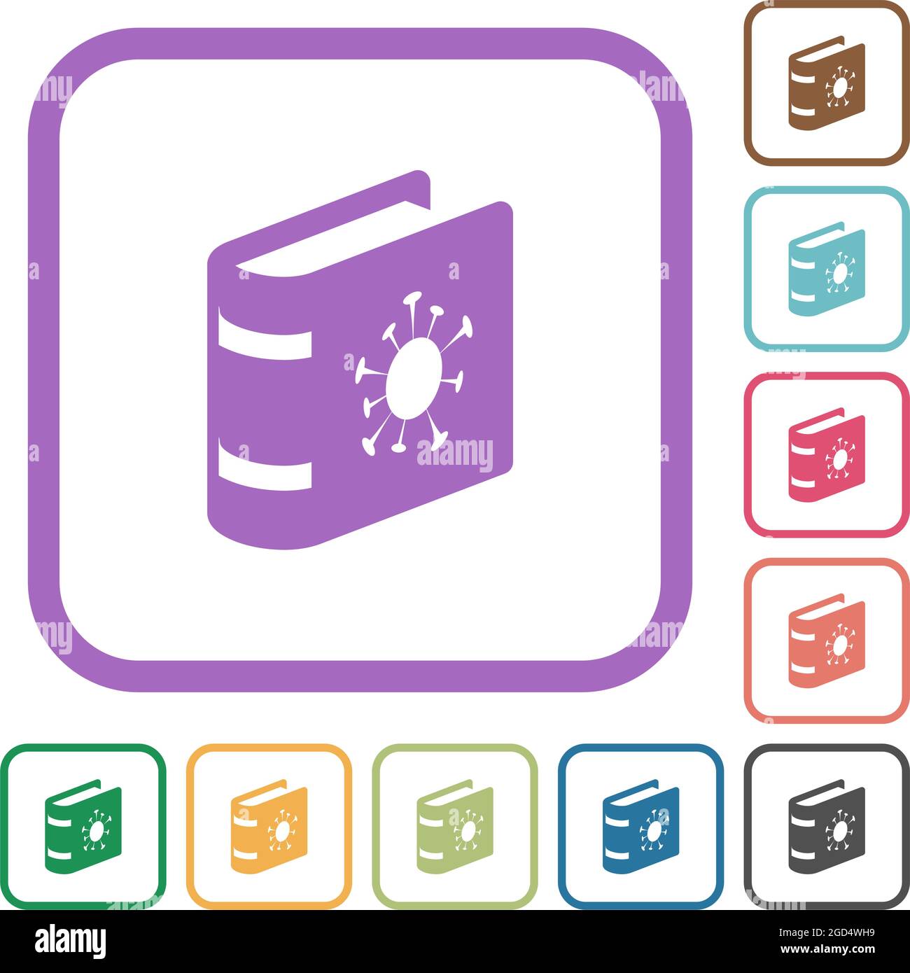 Covid documentation simple icons in color rounded square frames on ...