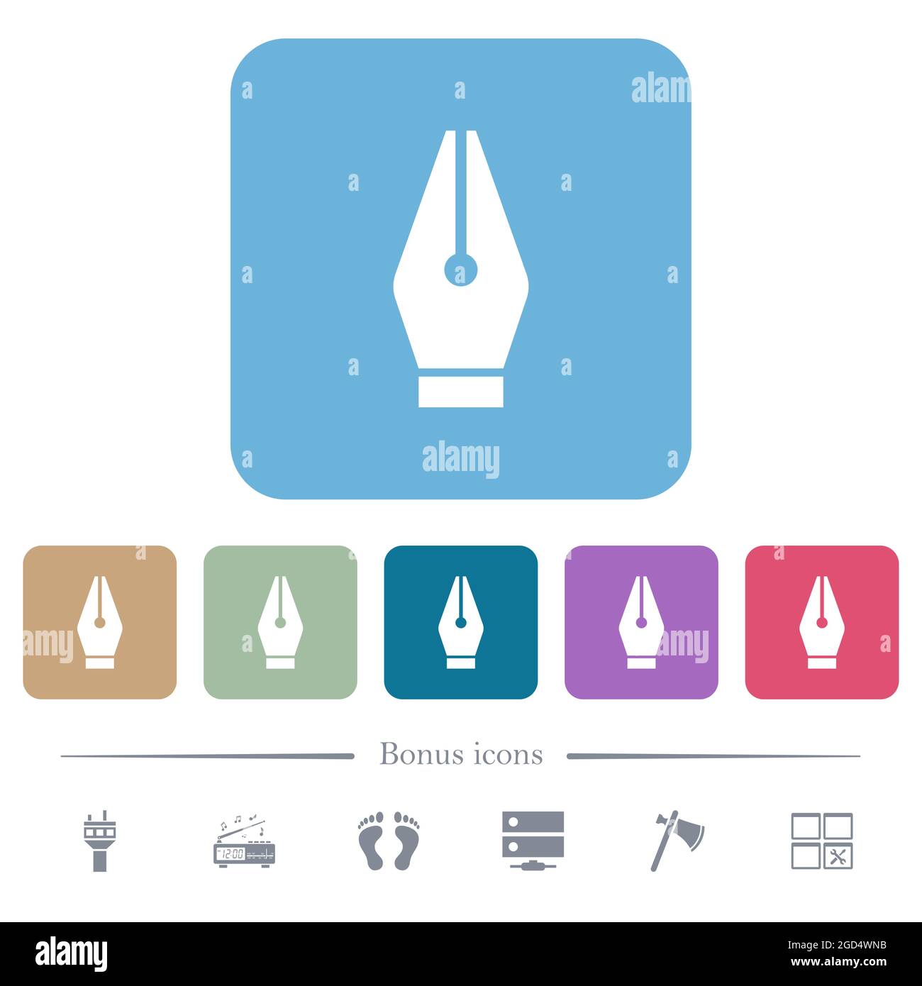 Vector pen tool white flat icons on color rounded square backgrounds. 6 ...