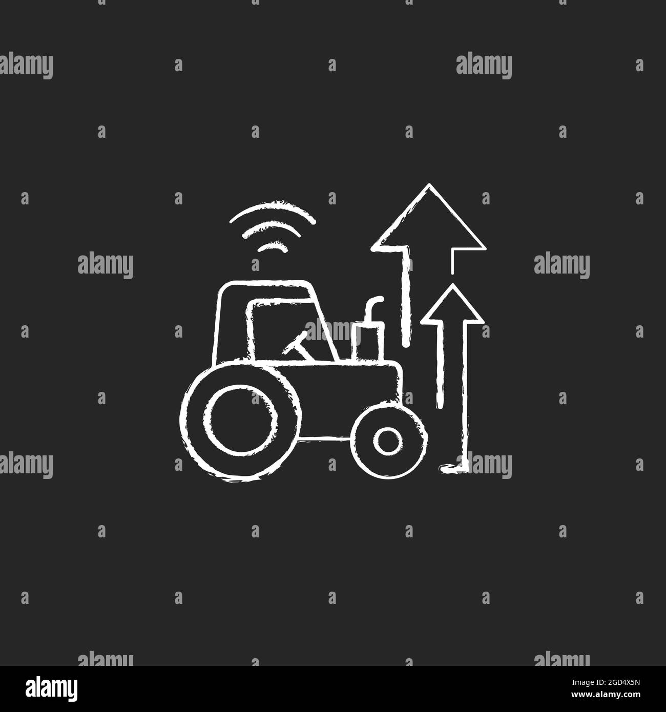 Agricultural modernization chalk white icon on dark background Stock Vector