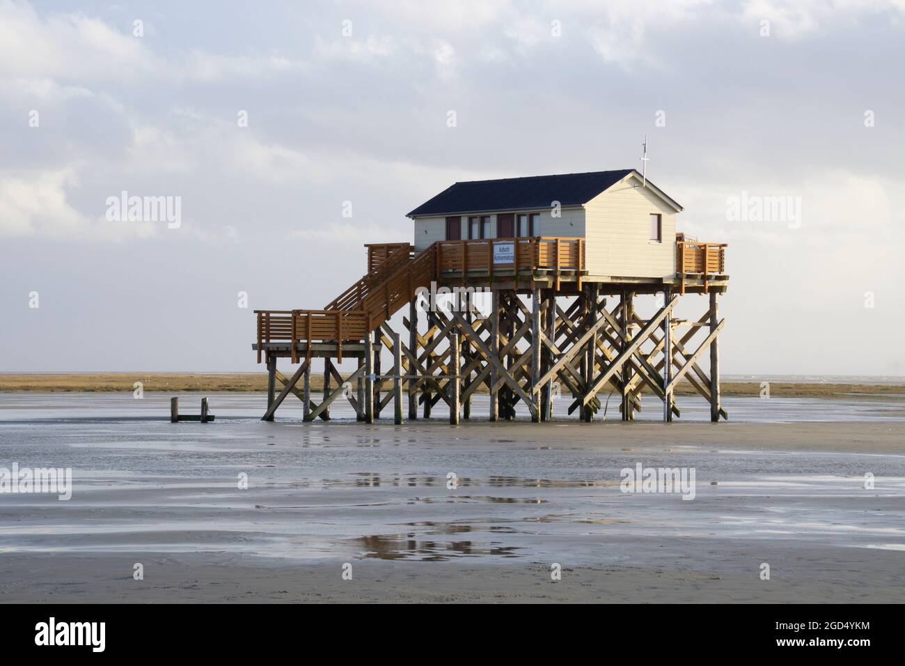 geography / travel, Germany, Schleswig-Holstein, North Frisia, St. Peter-Ording, pile dwellings, ADDITIONAL-RIGHTS-CLEARANCE-INFO-NOT-AVAILABLE Stock Photo