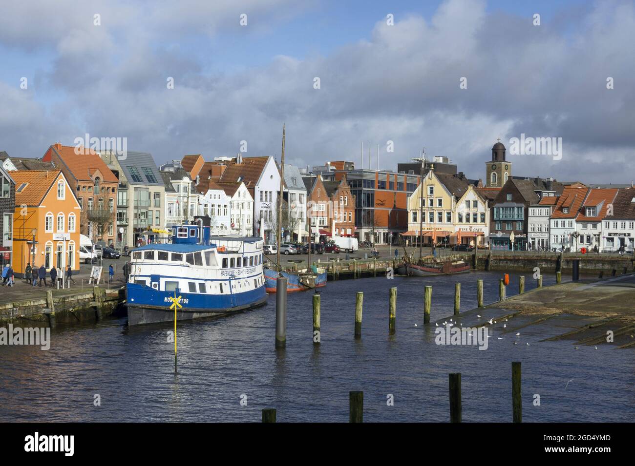 geography / travel, Germany, Schleswig-Holstein, North Frisia, Husum, inland port, ADDITIONAL-RIGHTS-CLEARANCE-INFO-NOT-AVAILABLE Stock Photo