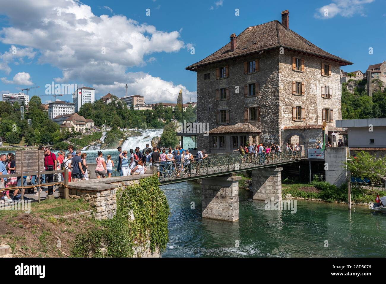 geography / travel, Switzerland, Schaffhausen, Neuhausen, small castle Woerth on the Rhine Falls, ADDITIONAL-RIGHTS-CLEARANCE-INFO-NOT-AVAILABLE Stock Photo