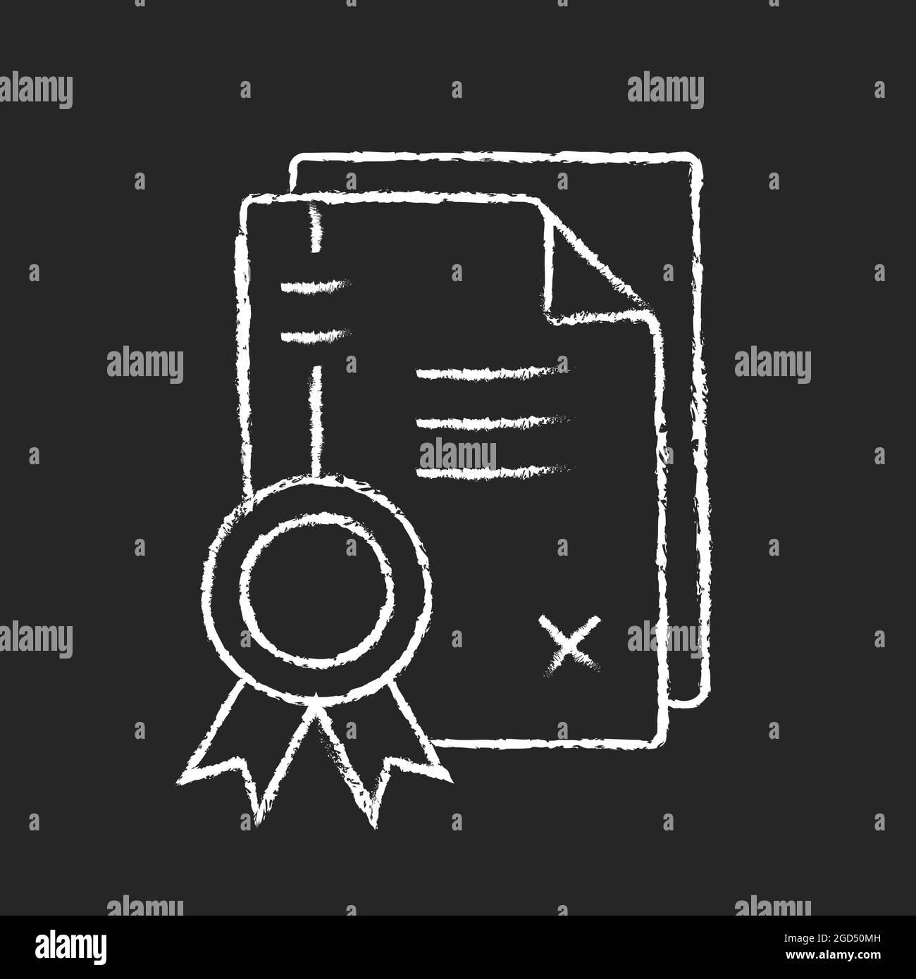 Patents chalk white icon on dark background Stock Vector