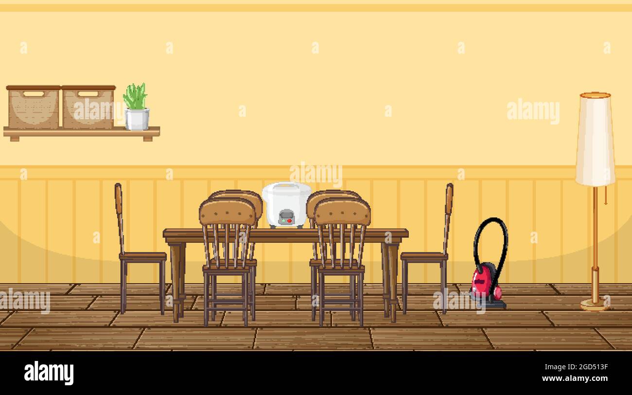 Dining room interior design with furniture illustration Stock Vector ...
