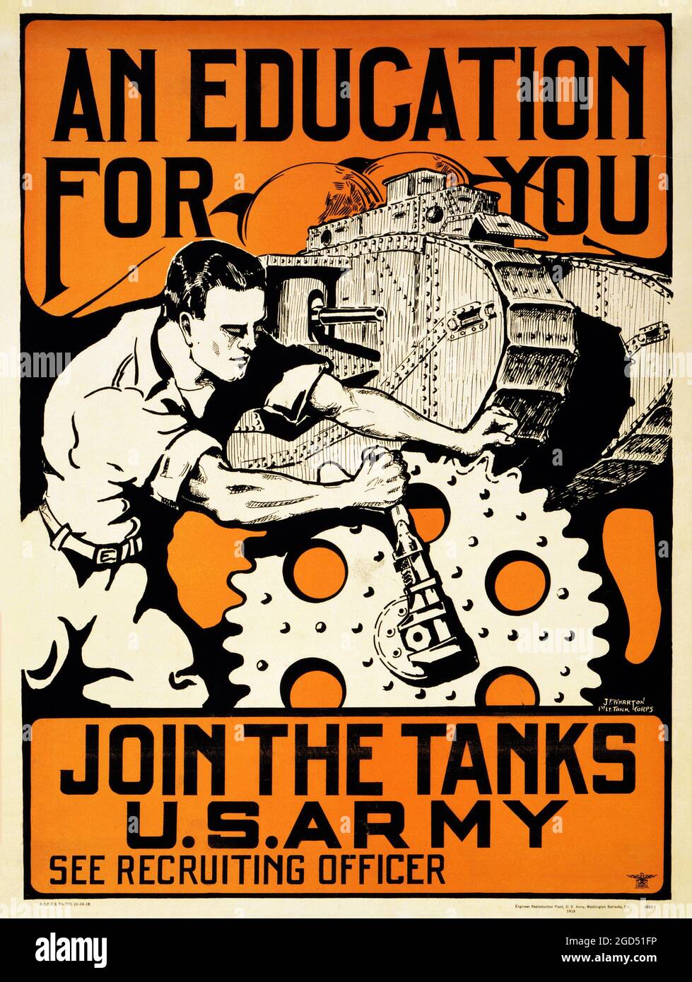 An education for you Join the tanks U.S. Army - recruiting poster. World War, 1914-1918. Recruiting & enlistment--United States. Stock Photo