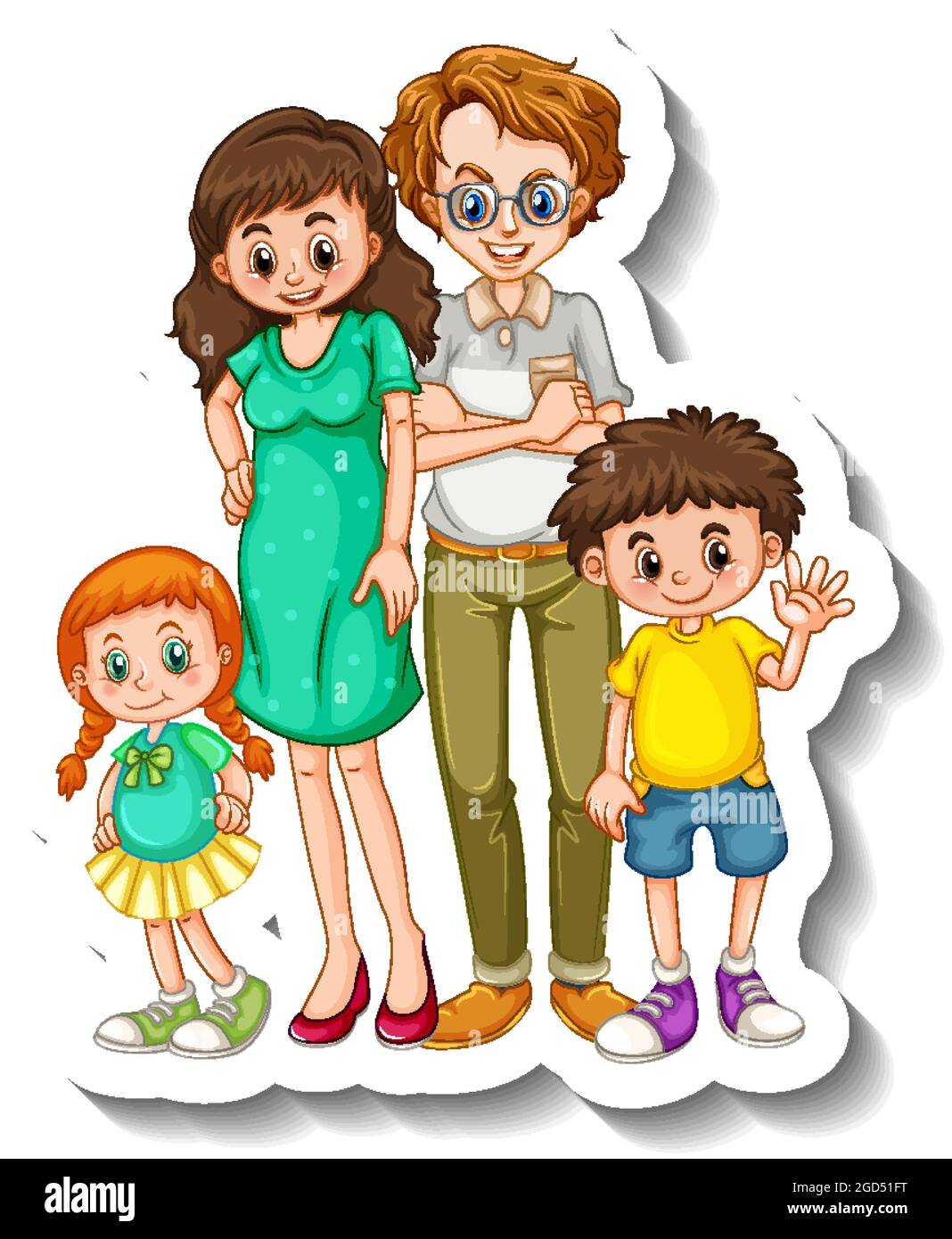 A sticker template with small family members cartoon character illustration  Stock Vector Image & Art - Alamy