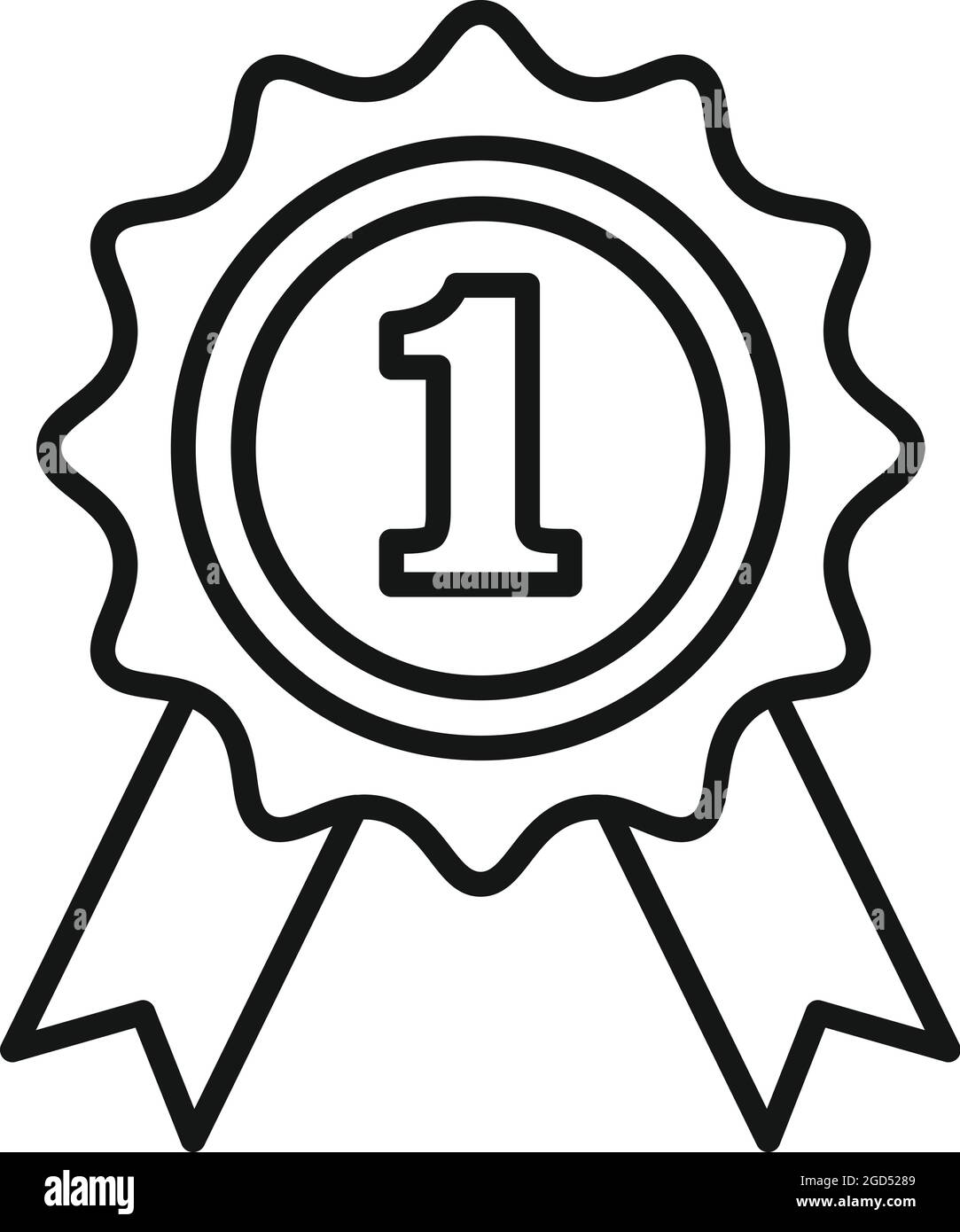 First place medal line icon. Official seal with number one sign for  champion or winner. Vector Illustration Stock Vector