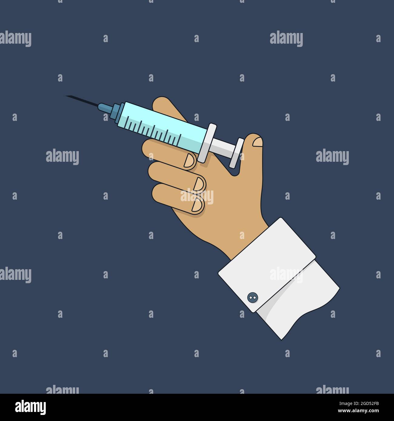 Doctor's hand holding a medical syringe. Vector illustration Stock ...