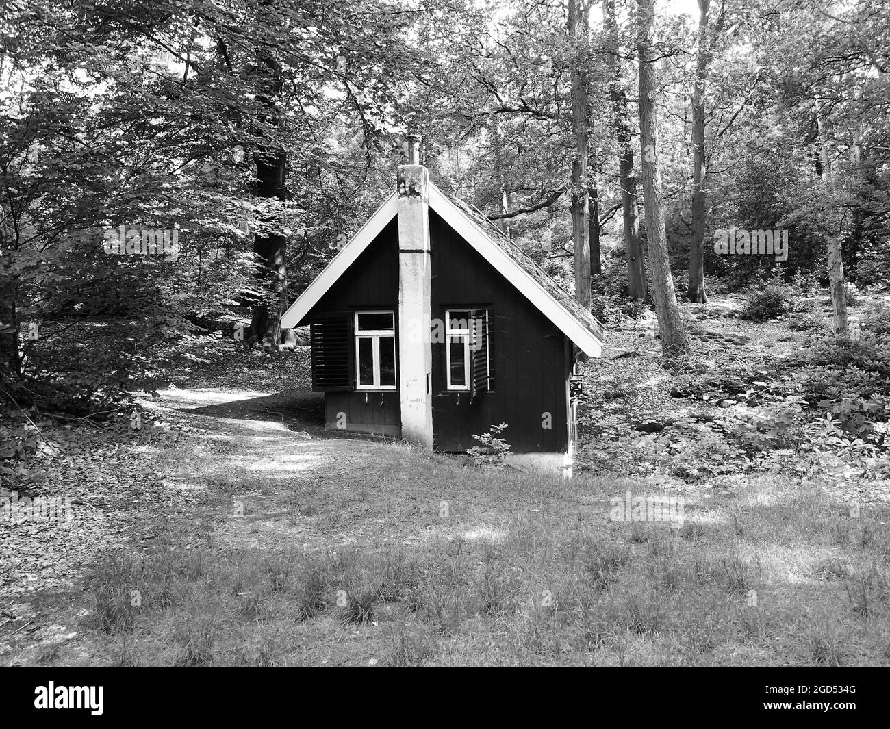 Cabin woods Black and White Stock Photos & Images - Alamy