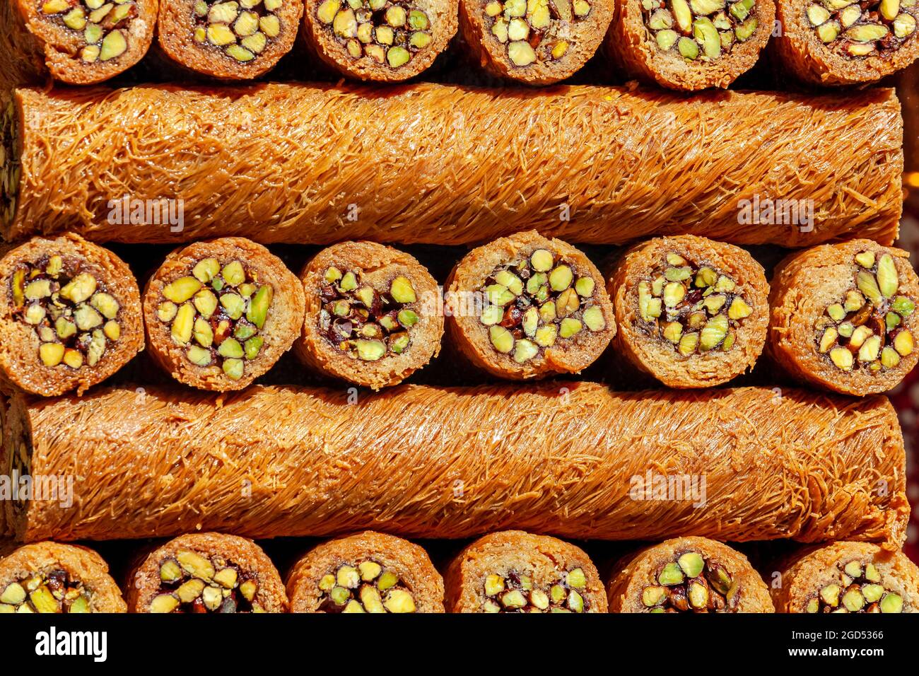 Traditional Turkish sweet called “Burma Kadayif " made with dough