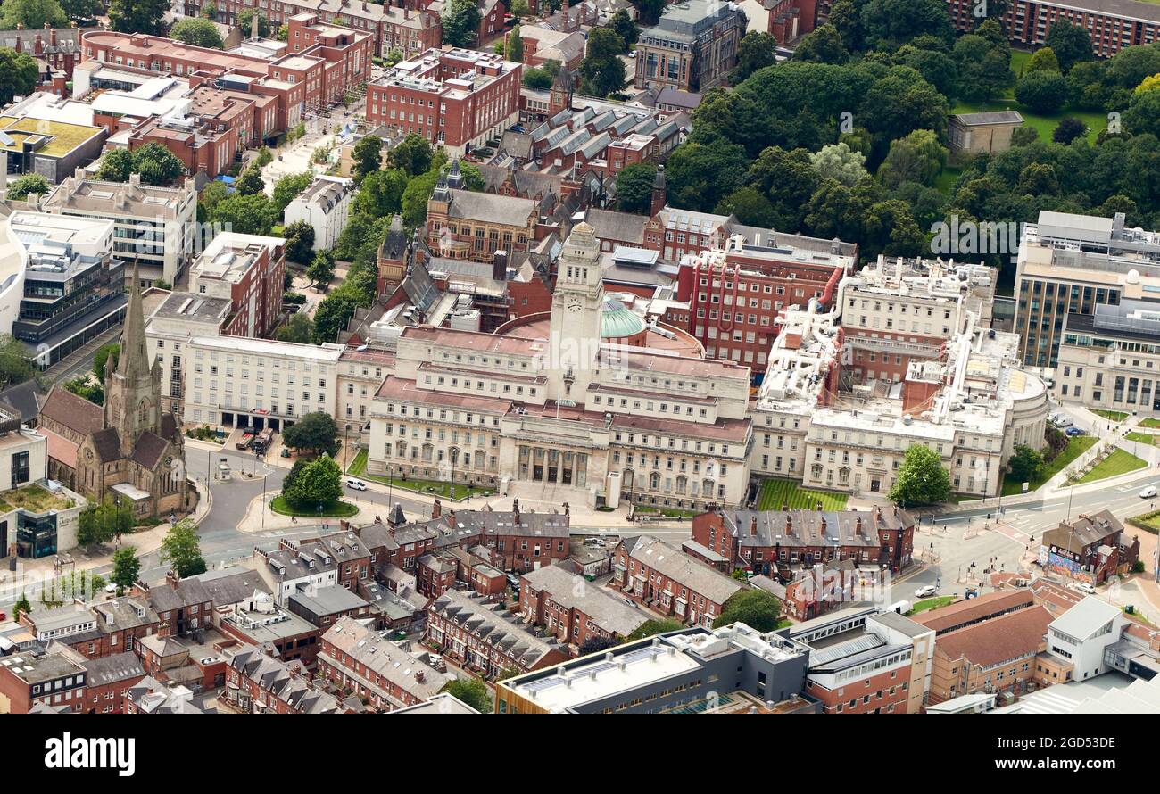 An aerial view of Leeds University, West Yorkshire, northern England, UK Stock Photo