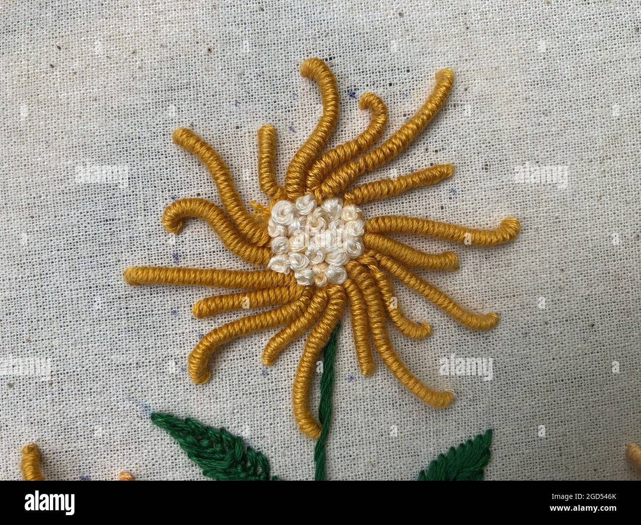 Hand embroidery flower decorations, Closeup view of Hand embroider